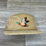 Mallard Duck Patch On Tan Corduroy Snapback Hat Ready To Go