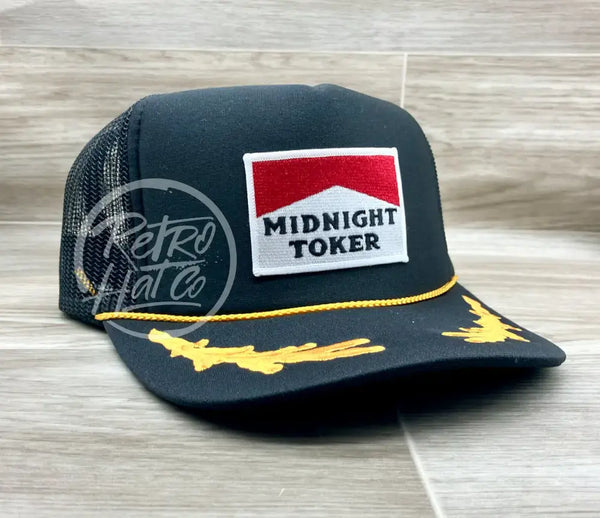 Midnight Toker Patch On Black Meshback Trucker Hat W/Scrambled Eggs Ready To Go