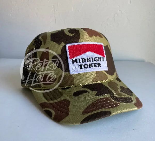 Midnight Toker Patch On Full Camo Meshback Trucker Hat Ready To Go