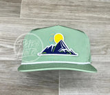 Mountain Patch On Retro Poly Rope Hat Green Ready To Go