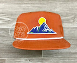 Mountain Patch On Retro Poly Rope Hat Orange Ready To Go
