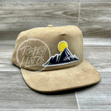 Mountains On Tan Corduroy Snapback Hat Ready To Go