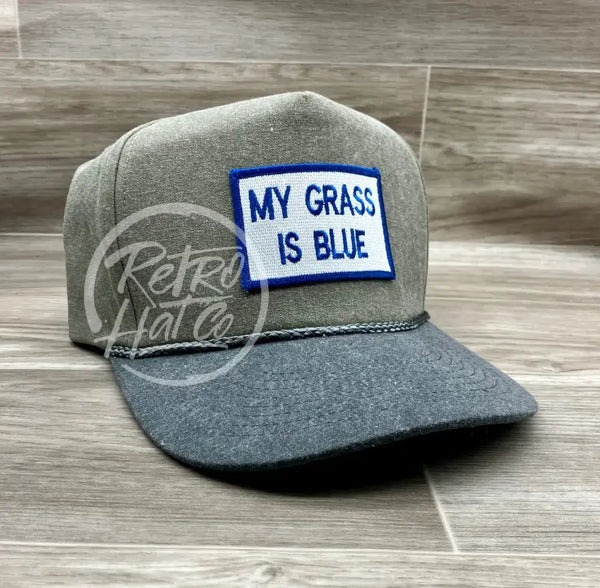 My Grass Is Blue On 2-Tone Stonewashed Rope Hat Sand / Charcoal Ready To Go