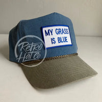 My Grass Is Blue On 2-Tone Stonewashed Rope Hat Sky / Sand Ready To Go