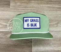 My Grass Is Blue On Retro Poly Rope Hat Green Ready To Go