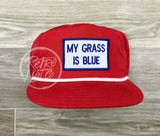 My Grass Is Blue On Retro Poly Rope Hat Red Ready To Go