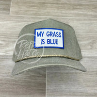 My Grass Is Blue On Stonewashed Retro Rope Hat Sand Ready To Go