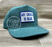 My Grass Is Blue On Stonewashed Retro Rope Hat Teal Ready To Go