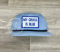 My Grass Is Blue Patch On Retro Rope Hat Baby W/Black Ready To Go