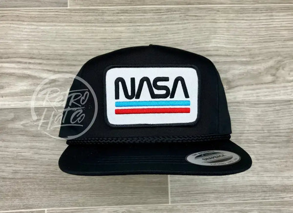Nasa (Underline) Patch On Black Classic Rope Hat Ready To Go