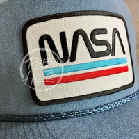 Nasa (Underline) Patch On Sky Stonewashed Rope Hat Ready To Go