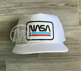 Nasa (Underline) Patch On Tall White Retro Rope Hat Ready To Go