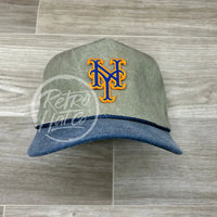 New York Mets Ny Patch On Stonewashed Sand/Indigo Retro Rope Hat Ready To Go