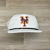 New York Mets Ny Patch On White Retro Hat W/Black Rope Ready To Go