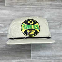 Notre Dame Fighting Irish (Clover) On Beige Retro Hat W/Black Rope Ready To Go