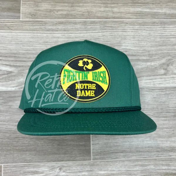 Notre Dame Fighting Irish (Clover) On Green Classic Rope Hat Ready To Go