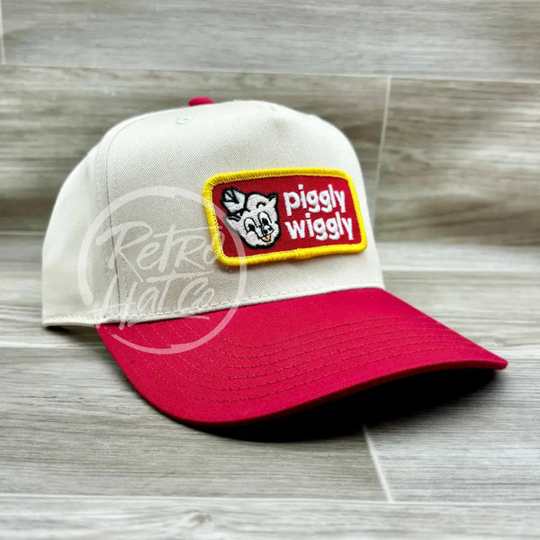 Piggly Wiggly Patch On Natural/Red Retro Hat Ready To Go