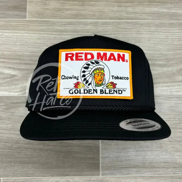 Red Man Golden On Black Classic Rope Hat Ready To Go