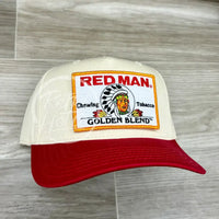 Red Man Golden On Natural/Red Retro Hat Ready To Go