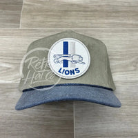 Retro 1960S Detroit Lions Circle Patch On Stonewashed Sand/Indigo Rope Hat Ready To Go