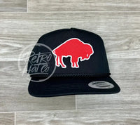 Retro 70S Buffalo Bills (Big Red) On Black Classic Rope Hat Ready To Go