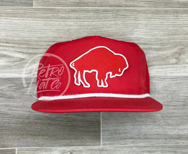 Retro 70S Buffalo Bills (Big Red) On Red Poly Rope Hat Ready To Go