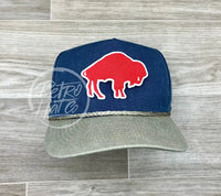 Retro 70S Buffalo Bills (Big Red) On Stonewashed Indigo/Sand Rope Hat Ready To Go