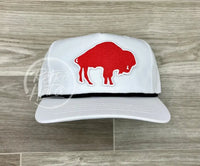 Retro 70S Buffalo Bills (Big Red) On White Hat W/Black Rope Ready To Go