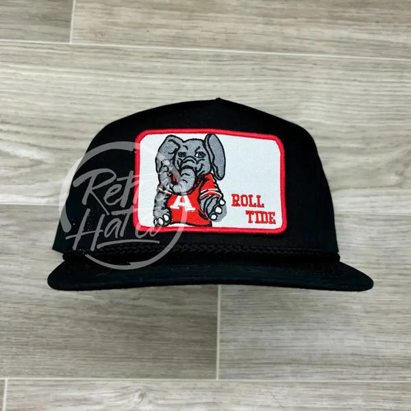 Retro Alabama / Roll Tide Patch On Black Classic Rope Hat Ready To Go