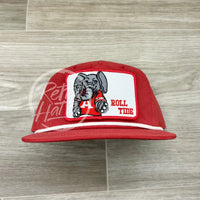 Retro Alabama / Roll Tide Patch On Red Hat W/White Rope Ready To Go