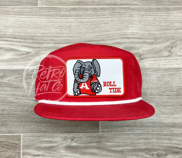Retro Alabama / Roll Tide Patch On Red Poly Rope Hat Ready To Go