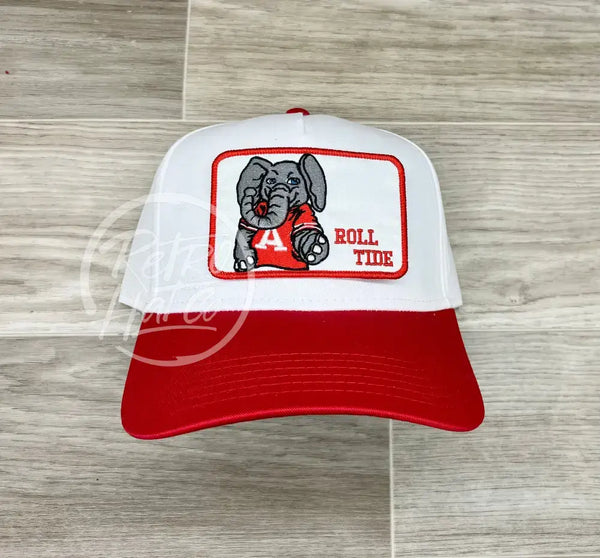 Retro Alabama / Roll Tide Patch On White/Red Hat Ready To Go