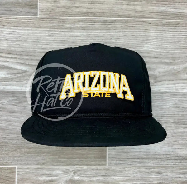 Retro Arizona State Arch On Black Poly Rope Hat Ready To Go