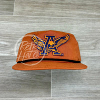 Retro Auburn War Eagle Patch On Orange Hat With Black Rope Ready To Go