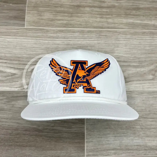 Retro Auburn War Eagle Patch On Solid White Rope Hat Ready To Go