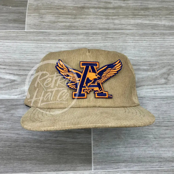 Retro Auburn War Eagle Patch On Tan Corduroy Hat Ready To Go