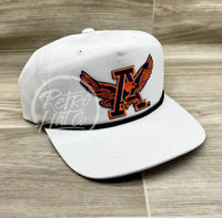 Retro Auburn War Eagle Patch On White Hat With Black Rope Ready To Go