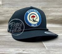 Retro Buffalo Bills Helmet Crest On Black Classic Rope Hat Ready To Go