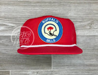 Retro Buffalo Bills Helmet Crest On Red Poly Rope Hat Ready To Go