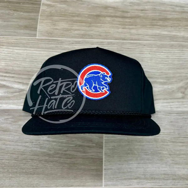Retro Chicago Cubs Patch On Black Classic Rope Hat Ready To Go