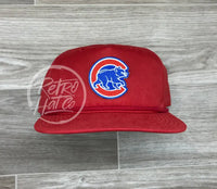 Retro Chicago Cubs Patch On Rope Hat Solid Red Ready To Go