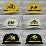 Retro Colorado Buffaloes Cu Patch On Black Hat W/Yellow Rope Ready To Go