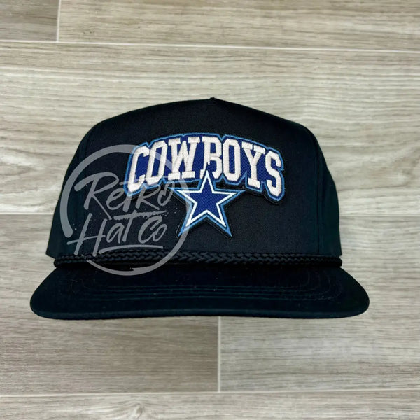 Retro Dallas Cowboys Arch Patch On Black Classic Rope Hat Ready To Go