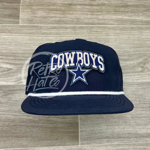 Retro Dallas Cowboys Arch Patch On Navy Poly Rope Hat Ready To Go