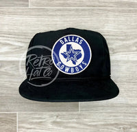 Retro Dallas Cowboys Crest On Black Poly Rope Hat Ready To Go