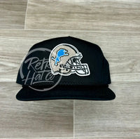 Retro Detroit Lions Helmet Patch On Blue Classic Rope Hat Ready To Go