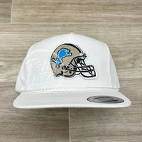 Retro Detroit Lions Helmet Patch On White Classic Rope Hat Ready To Go