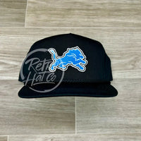 Retro Detroit Lions Patch On Blue Classic Rope Hat Black Ready To Go