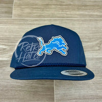 Retro Detroit Lions Patch On Blue Classic Rope Hat Ready To Go