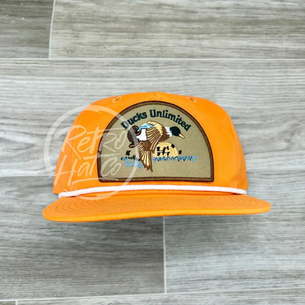 Retro Ducks Unlimited On Hunters Orange Rope Hat Ready To Go